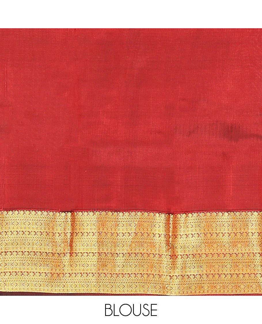 Green Vasundhara Lite Silk Mix Saree, Embellished with Zari Buttas on Its Body, Complemented by a Contrast Border of Traditional Designs, Grand Jaal Pallu, and Paired with a Contrast Blouse - Image 6