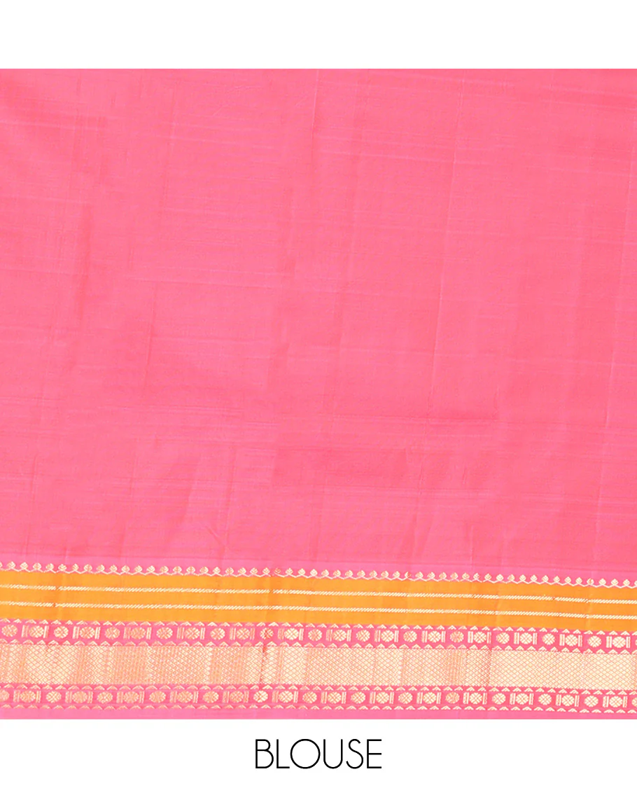 Green Vasundhara Lite Silk Mix Saree, Sparsely Woven with Iruthalai Pakshi Buttas All Over Its Body, Complemented by Contrast Border of Salngai, Banaras, Kamalam, and Mayil Kann Designs, Grand Jaal Pallu and Paired with a Contrast Blouse - Image 6