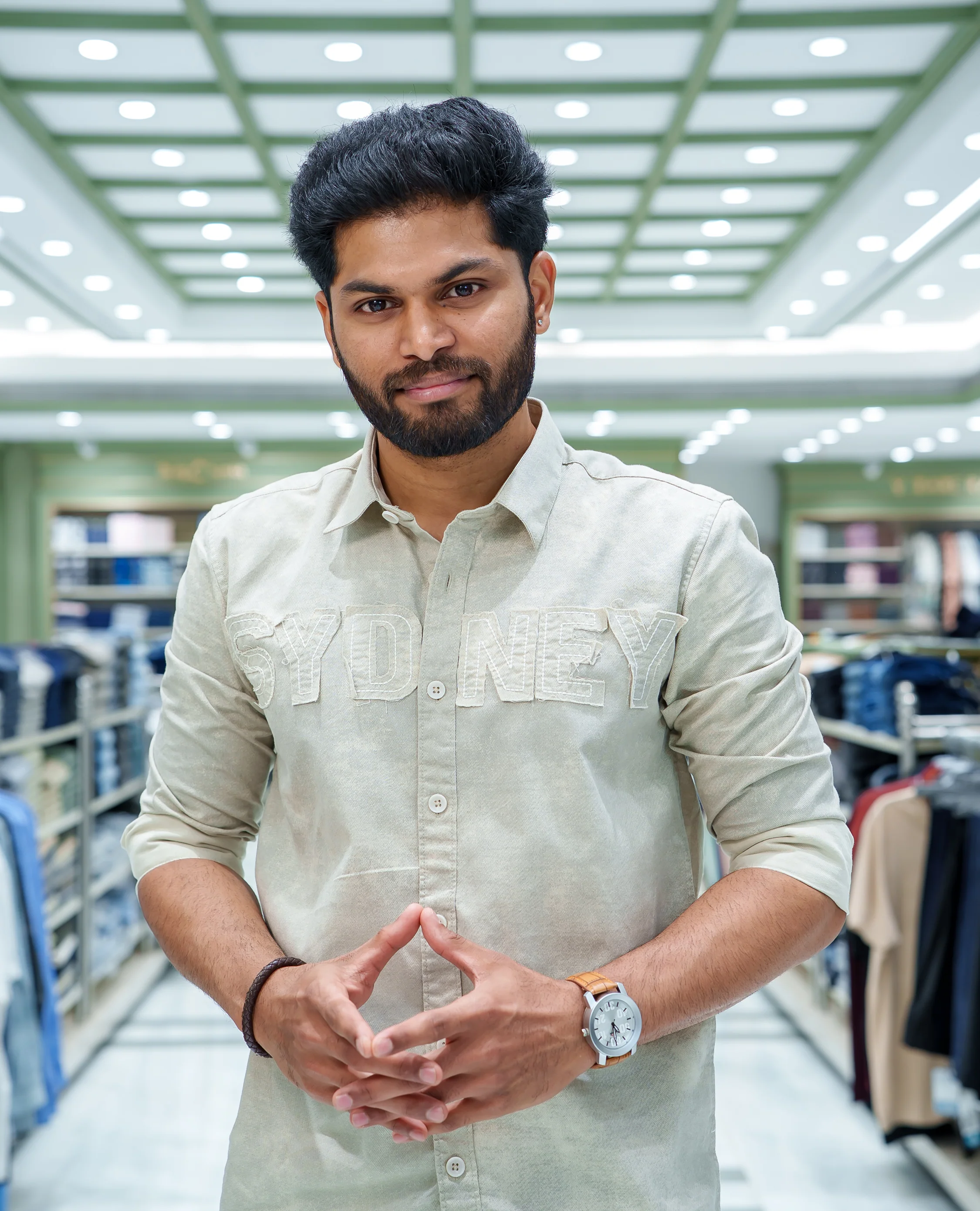 Grey Cotton Blended Casual Shirt, Accentuated with Acid-Washed and Typography Patch Embroidery on the Chest, Featuring a Spread Collar, Full Sleeves, Slim Fit, and Regular Length - Image 3