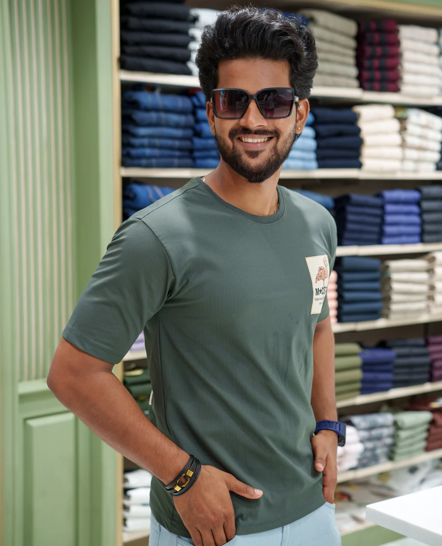Grey Cotton-Blended T-shirt, Comes with a Unique Back Print, Half-sleeves, Crew Neck, Oversized Fit, and Regular Length - Image 5