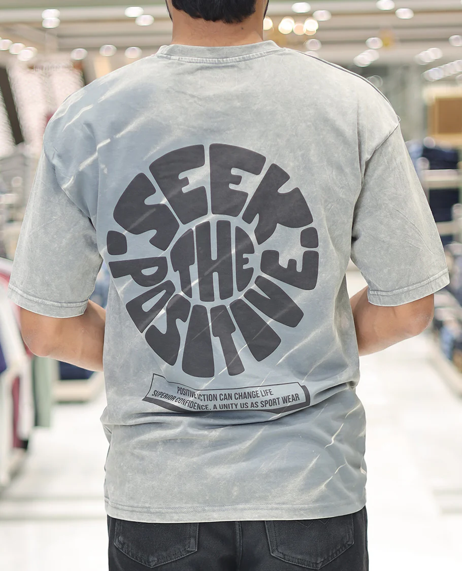 Green Cotton-Blended T-Shirt, Elevated with Typography Print, Comes with a Crew Neck, Half-Sleeves, Oversized Fit, and Long Length - Image 2