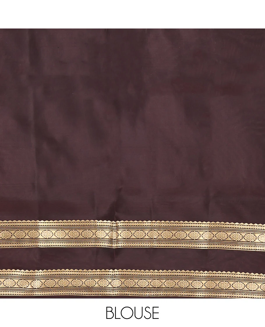 Grey Mayuri Lite Silk Mix Saree, Bedecked with Zari Buttas All Over Its Body, Complemented by Contrast Rettai Pettu Border of Rekku, Kathir, Muthu, Banaras, and Laddu Kamalam Designs, Jaal Pallu, and Paired with Contrast Blouse - Image 6
