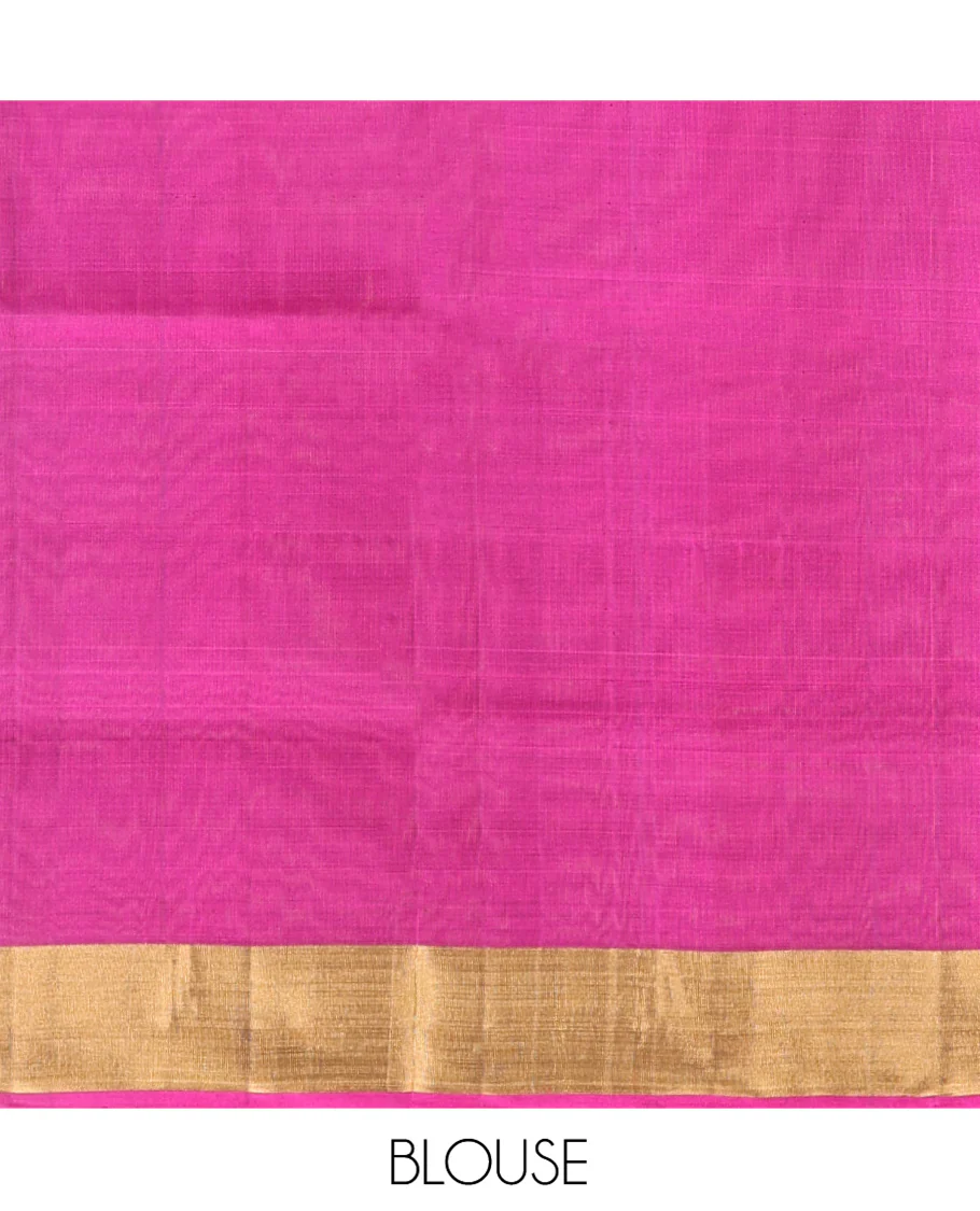 Grey Mayuri Lite Silk Mix Saree, Subtly Sparkled with Buttas on Its Body, Highlighted by Zari Bavanji Border, Complemented by a Contrast Pallu of Intricate Designs, and Paired with a Contrast Blouse - Image 6