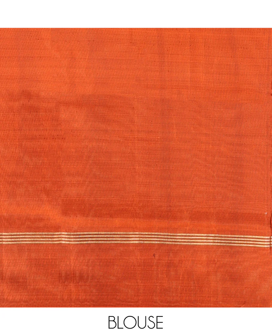 Grey Mayuri Lite Silk Mix Saree, Woven with Zari Buttas on Its Body, Complemented by a Contrast Border of Unique Designs, Intricately Designed Pallu, and Paired with a Contrast Blouse - Image 6