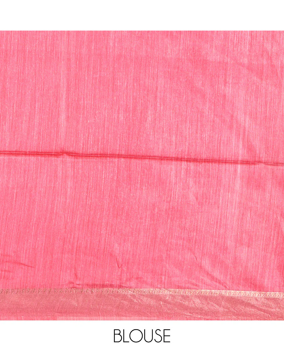 Grey Pichwai lotus floral vine and cow motifs printed tussar silk saree, contrast zari  border, and striped pallu - Image 4