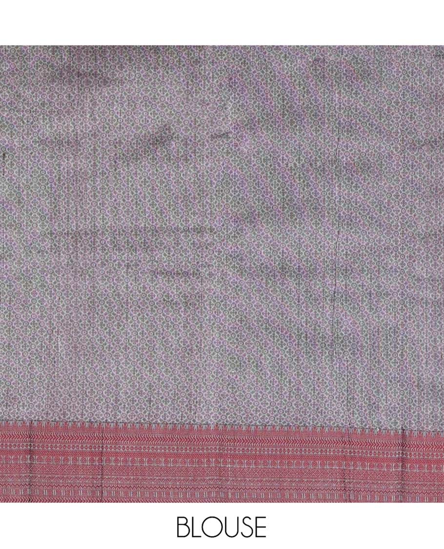 Grey Semi-Silk Cotton Saree, Delicately Designed with Square Buttas All Over Its Body, Crafted with Traditional Design Self-Border, Intricately Designed Pallu, and Paired with a Matching Blouse - Image 3