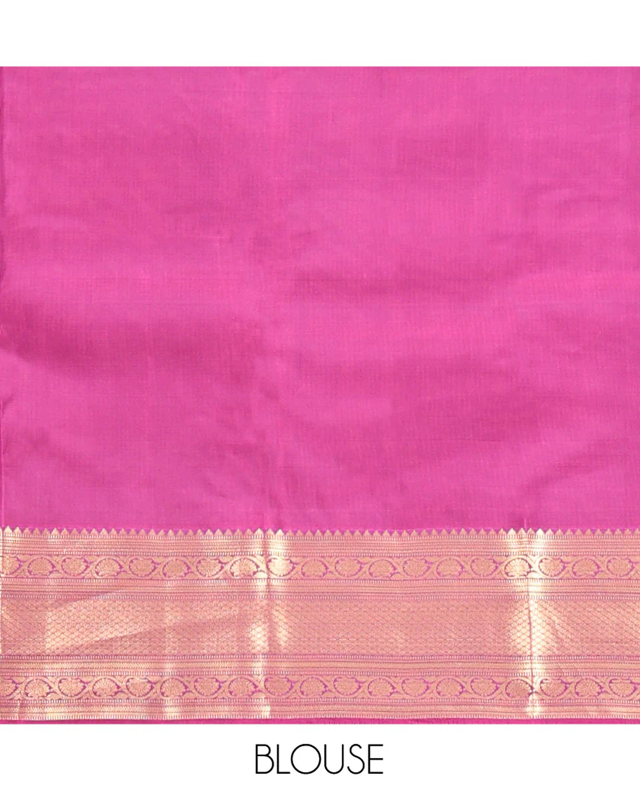 Grey Vasundhara Lite Silk Mix Saree, Beautifully Bedecked with Zari Buttas All Over Its Body, Complemented by Contrast Border of Rekku, Muthu, Kodi Visiry, and Jaal Designs, Grand Pallu and Paired with a Contrast Blouse - Image 6