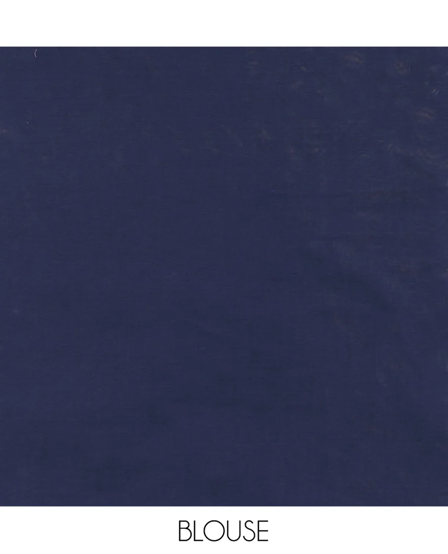Lavender Coimbatore Cotton Saree, Adorned with Scallop Design on Its Body, a Contrast Plain Border, Pallu of Floral Creeper, and Stripes, and Paired with Contrast Blouse - Image 4