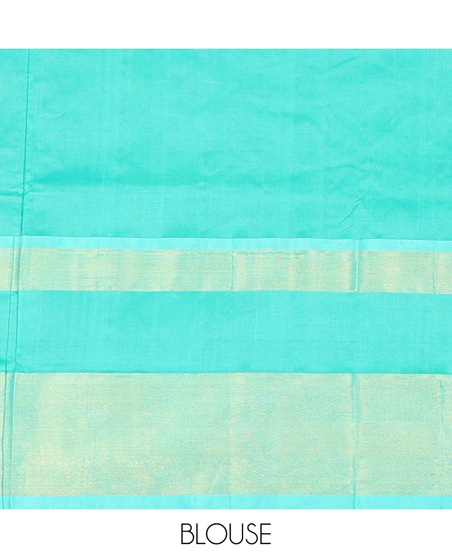 Lavender Kuppadam Cotton Saree, Adorned with Floral Buttas All Over Its Body, Complemented by a Bavanji Border, Captivating Contrast Pallu of Ogee Patterns, and Paired with a Contrast Blouse - Image 4