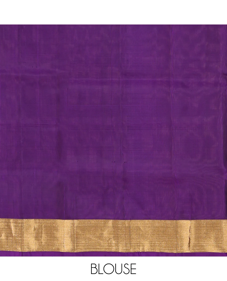 Lavender Mayuri Lite Silk Mix Saree, Beautified with Zari Buttas All Over Its Body, Highlighted by Zari Bavanji Border, Complemented by Contrast Pallu of Jaal Designs, and Paired with a Contrast Blouse - Image 6