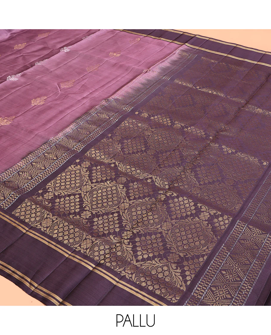 Lavender Mayuri Lite Silk Mix Saree, Gleamed Up with Buttas All Over Its Body, Complemented by Contrast Border, Intricately Designed Pallu, and Paired with a Contrast Blouse - Image 5