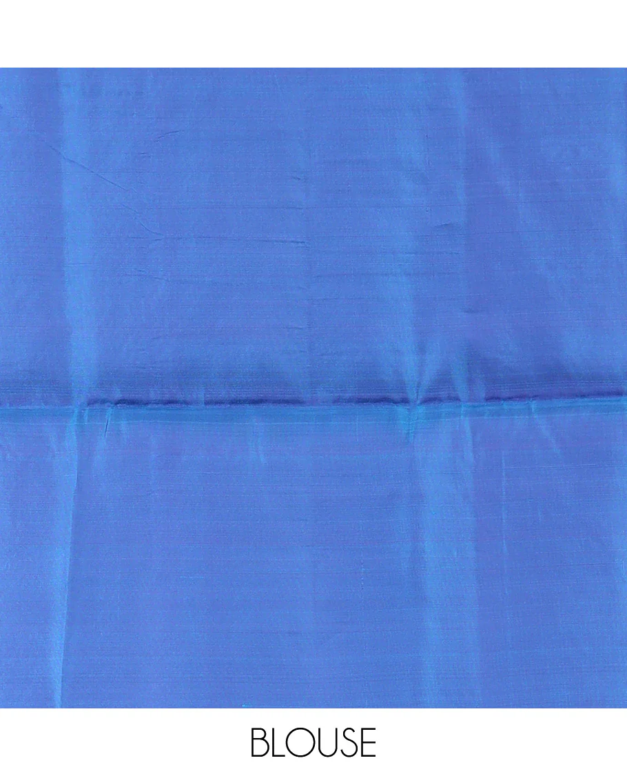 Lavender Semi Uppada Saree Mesmerized with Butterfly Zari Buttas, Complemented by a Contrast Butterfly Motifs Woven Border, Elegantly Framed Pallu of Jaal Designs, and Paired with a Contrast Blouse - Image 4