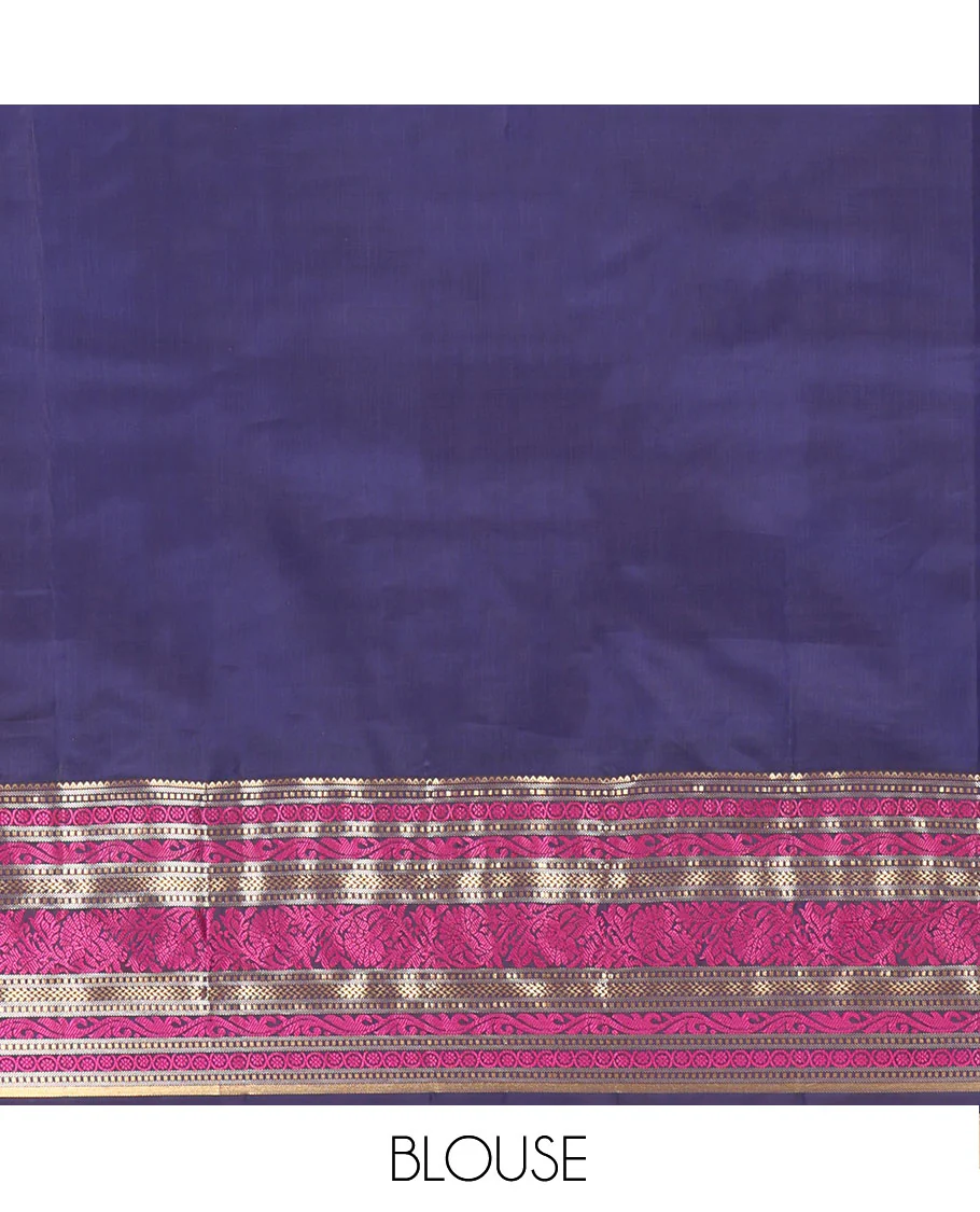 Lavender Vasundhara Lite Silk Mix Saree, Embellished with Zari Buttas on Its Body, Complemented by a Contrast Border of Rekku, Muthu, and Kodi Visiry Designs, Pallu Steeped with Chakram Designs, and Paired with a Contrast Blouse - Image 6