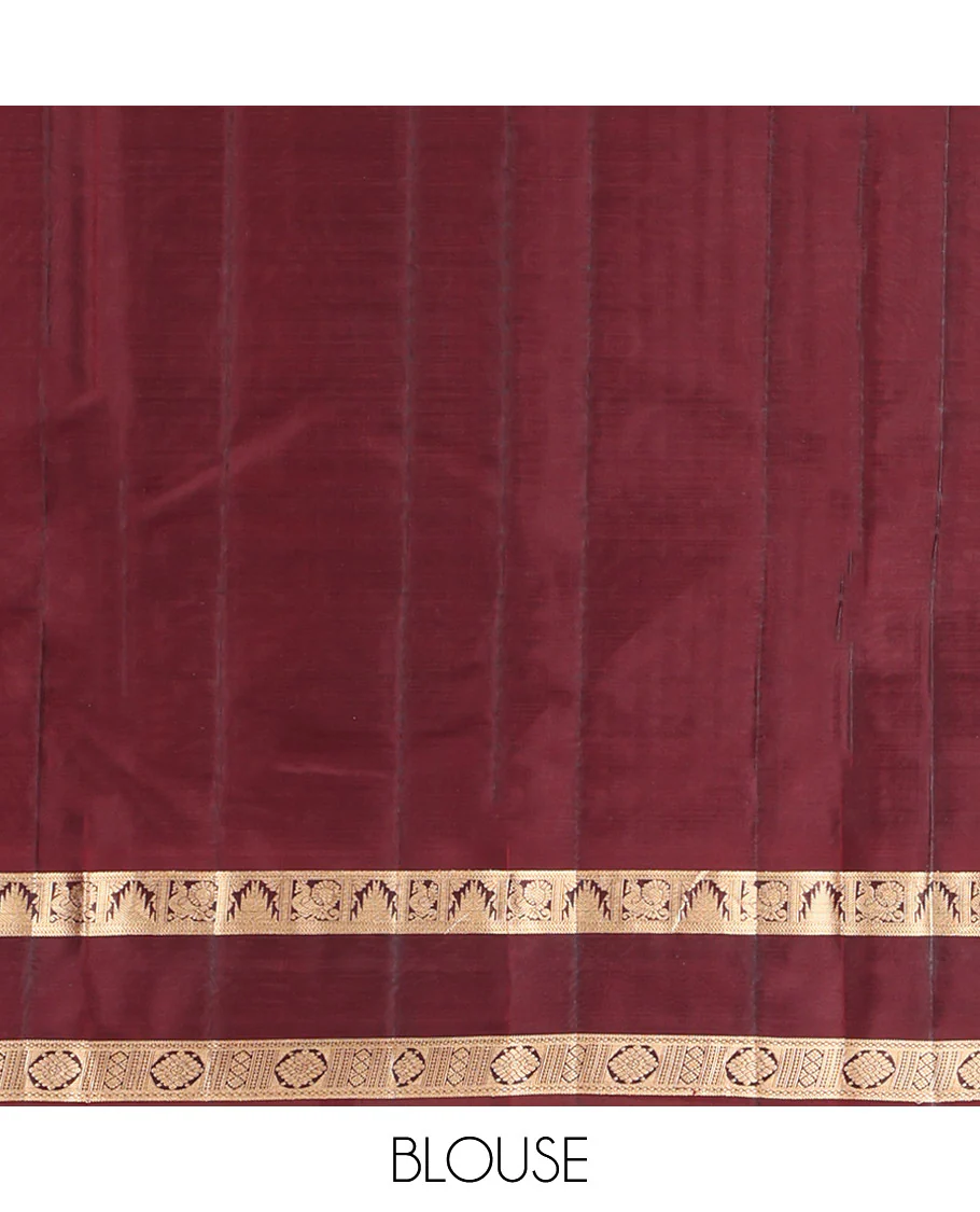 Lavender Vasundhara Lite Silk Mix Saree, Enriched with Mayil Chakram Butta Enclosed Checks, Complemented by a Contrast Rettai Pettu Border of Thazampoo Rekku, Mayil, and Chakram Designs, Boldly Accentuated Pallu, and Paired with a Contrast Blouse - Image 6