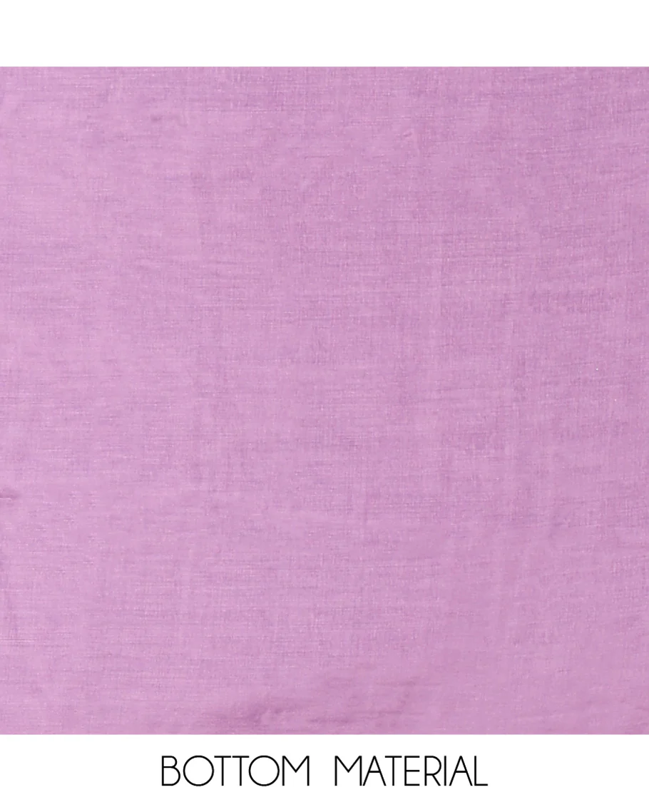 Lavender Vichitra Silk Material Chudidar Set, Sparsely Woven with Embroidered Top, a Plain Santoon Bottom, and Paired with a Matching Vichitra Silk Embroidered Scallop Dupatta - Image 5