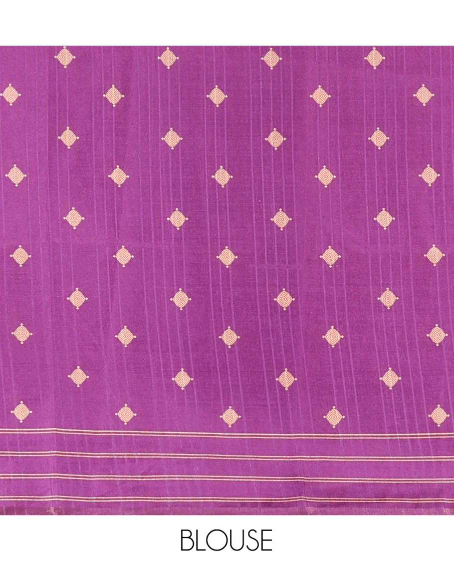 Light Pink Katan Silk Saree, Detailed with Vaira-Oosai-Style Stripes on Its Body, Complemented by a Contrast-Checked Border, Pallu of Jaal Designs, and Paired with a Contrast Blouse - Image 3