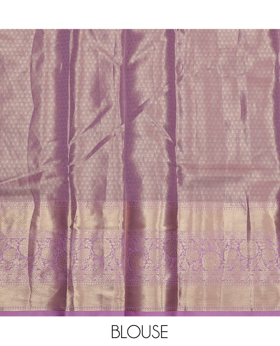 Light Rust Art Silk Material Half-Saree Set, Embellished with Warli-Theme Jacquard Skirt, Complemented by Contrast Traditional Zari Border, Paired with a Jacquard Blouse, and Paisley Designs Woven Dhavani - Image 7
