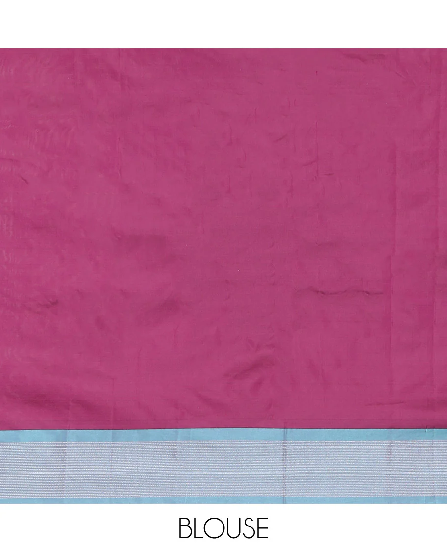 Maroon Aarani Gift Saree, Steeped with Buttas on Its Body, Complemented by a Contrast Border, a Self-Pallu of Stripes, and Paired with a Matching Blouse - Image 3