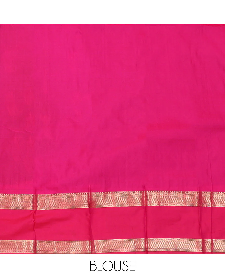Maroon Budget Silk Saree, Embellished with Buttas All Over Its Body, Complemented by a Contrast Traditional Zari Design Rettai Pettu Border, Grand Pallu of Jaal Designs, and Paired with a Contrast Blouse - Image 4