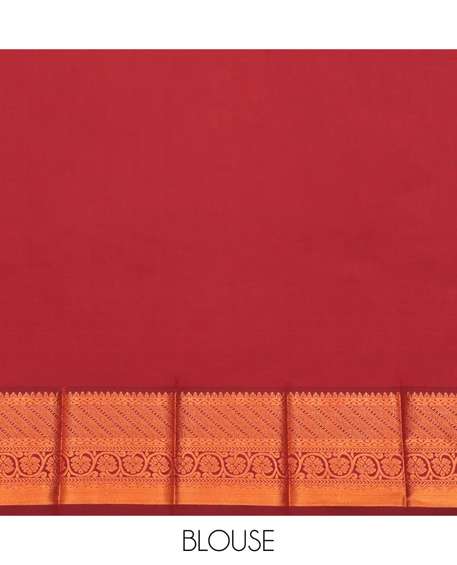 Maroon Budget Silk Saree, Ornamented with Zari Buttas and Checks All Over Its Body, Highlighted by a Traditional Zari Design Border, Grand Pallu, and Paired with a Matching Blouse - Image 4