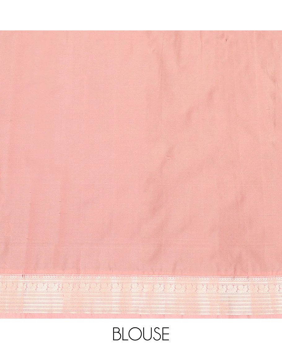 Maroon Budget Silk Saree, Woven with Zari Buttas, Complemented by a Contrast Traditional Zari Design Border, Grandly Designed Pallu, and Paired with a Contrast Blouse - Image 4