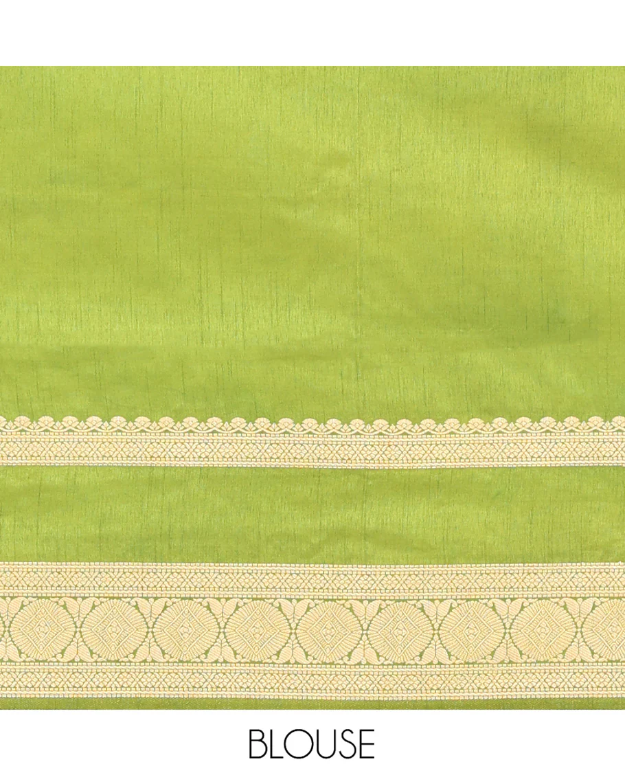 Maroon Dupion Silk Saree, Accentuated with Buttas All Over Its Body, Complemented by Contrast Traditional Border of Paisleys and Chakram Designs, Intricately Designed Pallu, and Paired with a Contrast Blouse - Image 5