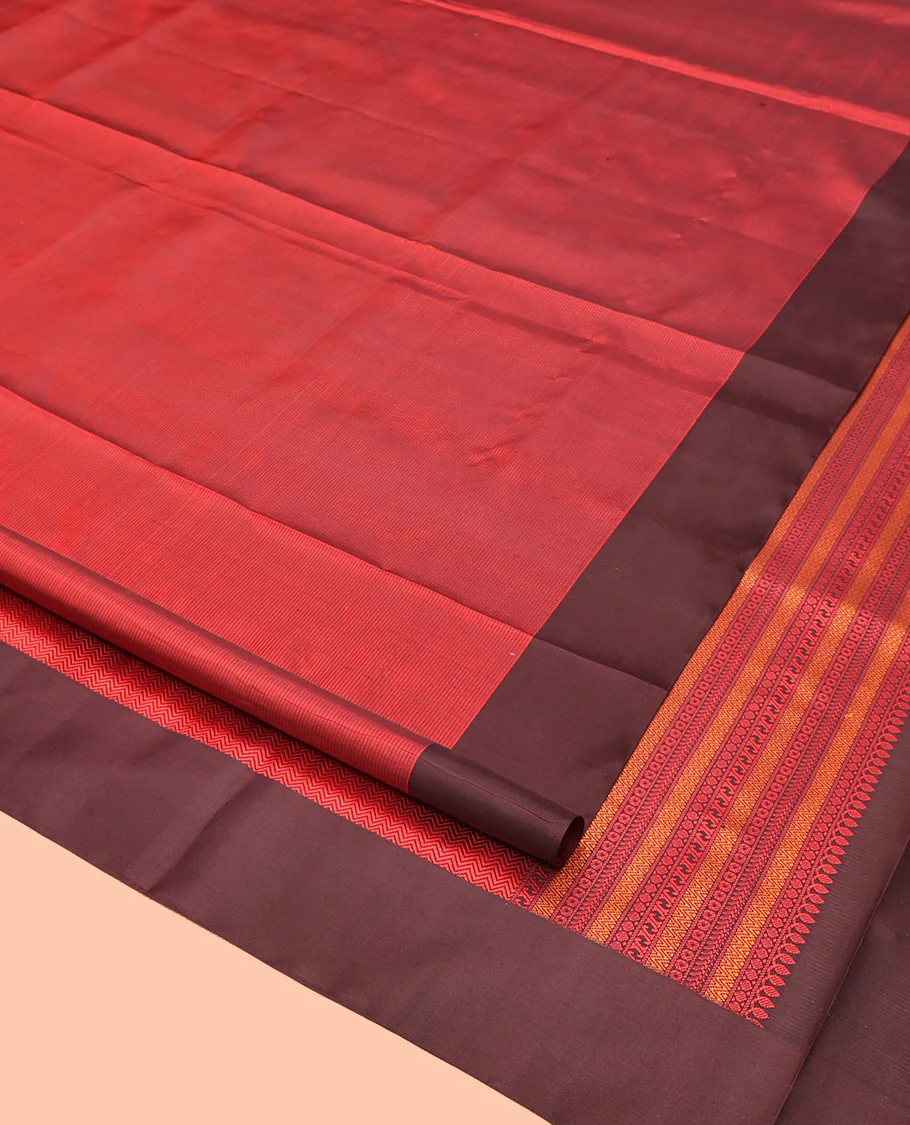 Maroon Mayuri Soft Silk Saree, Sparsely Sparked with Stripes, Complemented by Contrast Border, Pallu of Vanki Designs, and Paired with a Matching Blouse - Image 2