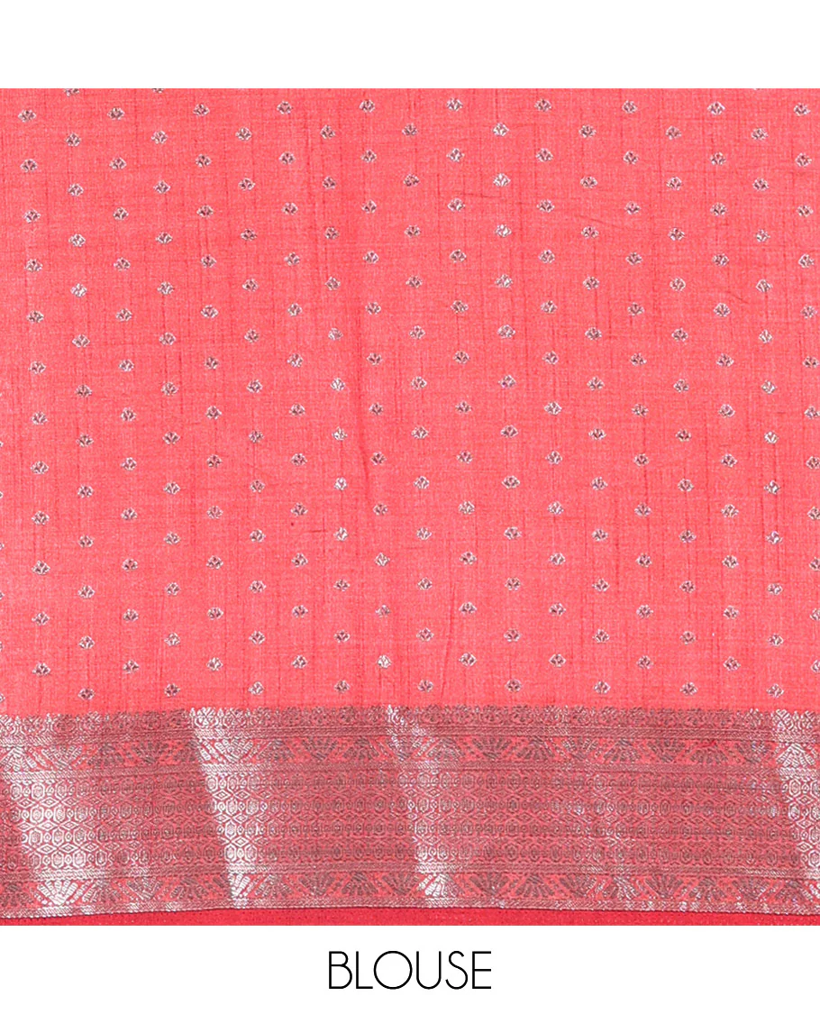 Maroon Semi Tussar Saree Elevated with Zari Buttas All Over the Body, a Hazily Woven Border of Traditional Designs, Pallu Steeped with Zari Buttas and Zari Stripes, and Paired with a Matching Blouse - Image 4