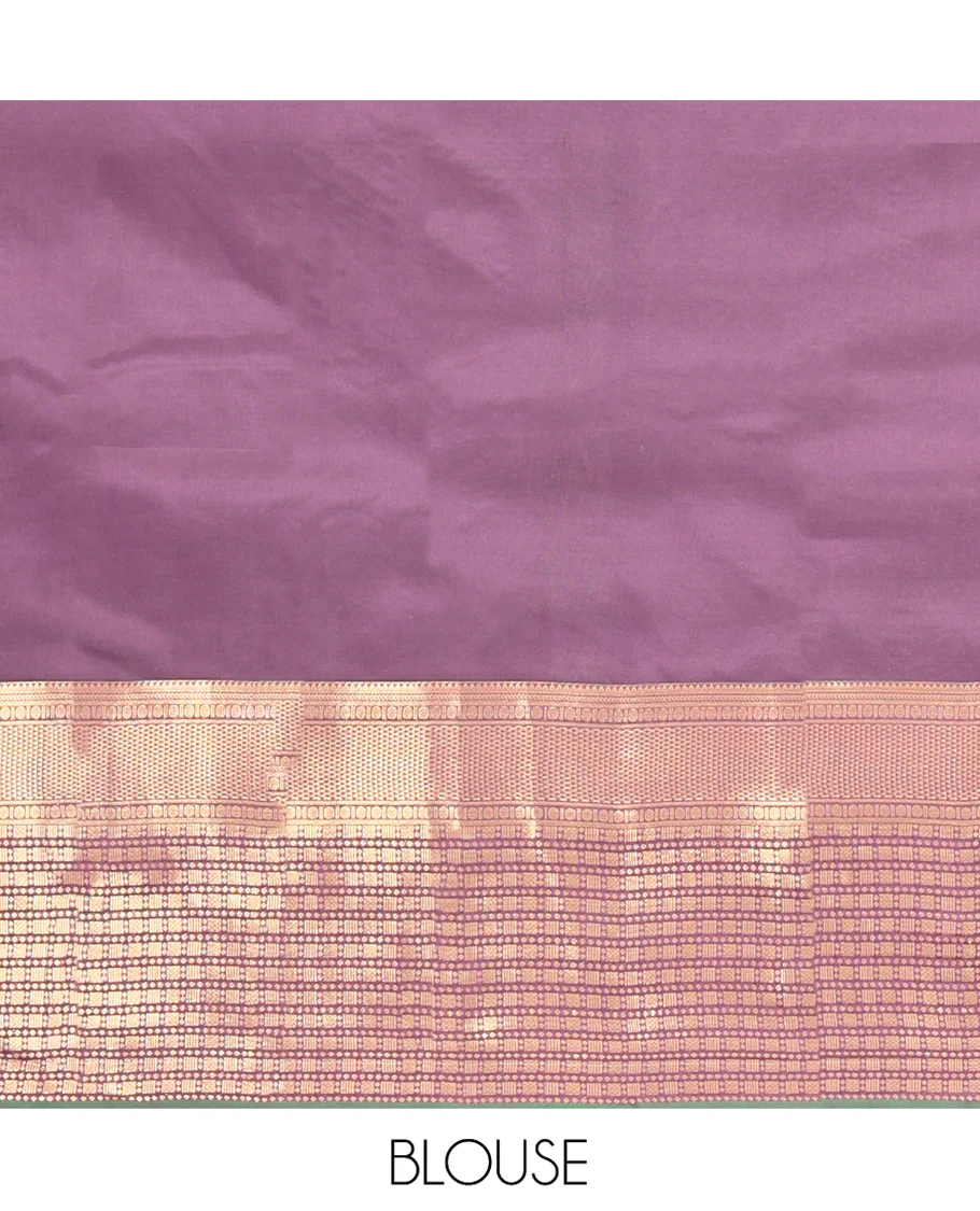 Maroon Vasundhara Lite Silk Mix Saree, Embellished with Zari Buttas All Over Its Body, Complemented by Contrast Border of Rekku, Kathir, Poun, Ara Maadam, and Geometric Patterns, Grand Pallu and Paired with a Contrast Blouse - Image 6