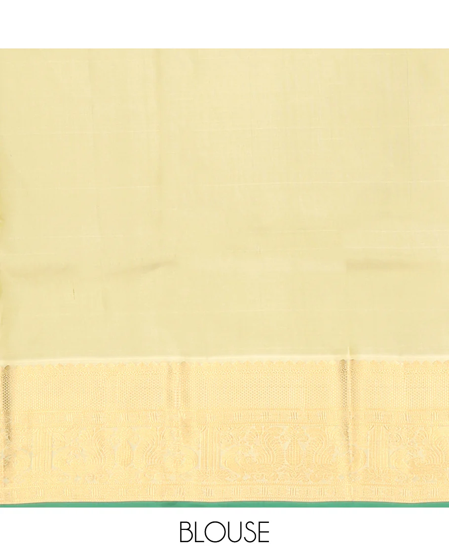 Maroon Vasundhara Silk Saree, Adorned with Arumbu Manga Buttas All Over Its Body, Complemented by Contrast Border of Thilakam Mokku, Mayil and Mayil Kann Designs, Grand Pallu and Paired with a Contrast Blouse - Image 6