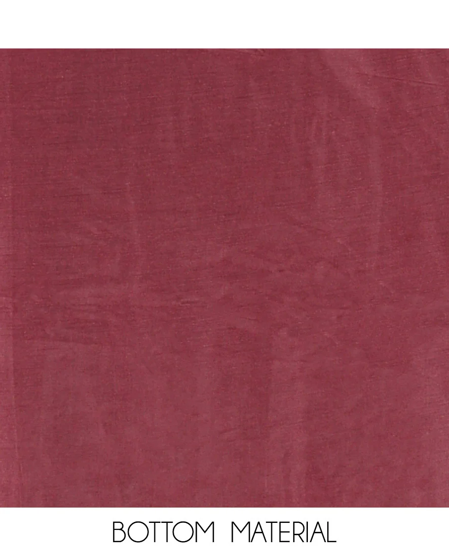 Maroon Vichitra Silk Material Churidar Set, Finely Crafted with Swarovski Stone Work and Neck Work Top, Comes with a Plain Santoon Bottom, and Is Paired with Nc Moss Organza Floral Jaal Design Dupatta - Image 5