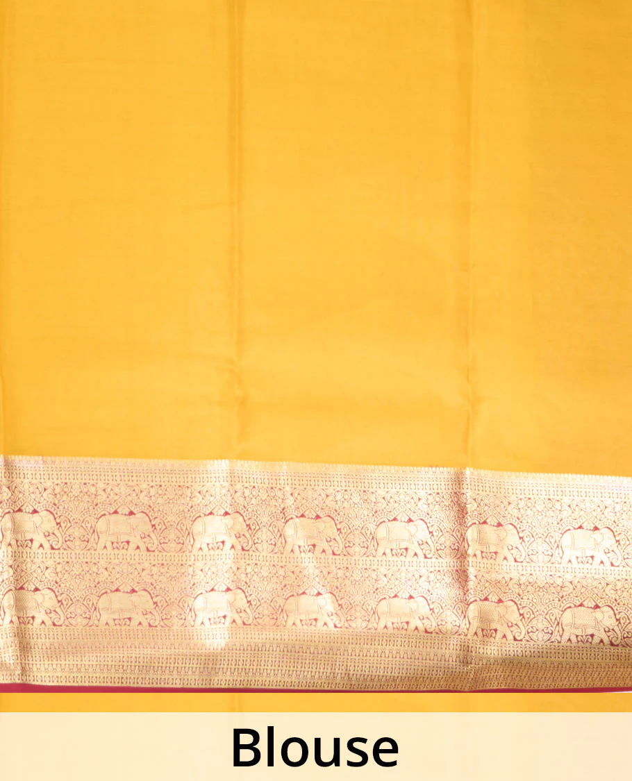 Maroon zari buttas Mysore silk saree with contrast traditional zari border, and a pallu of paisleys - Image 5
