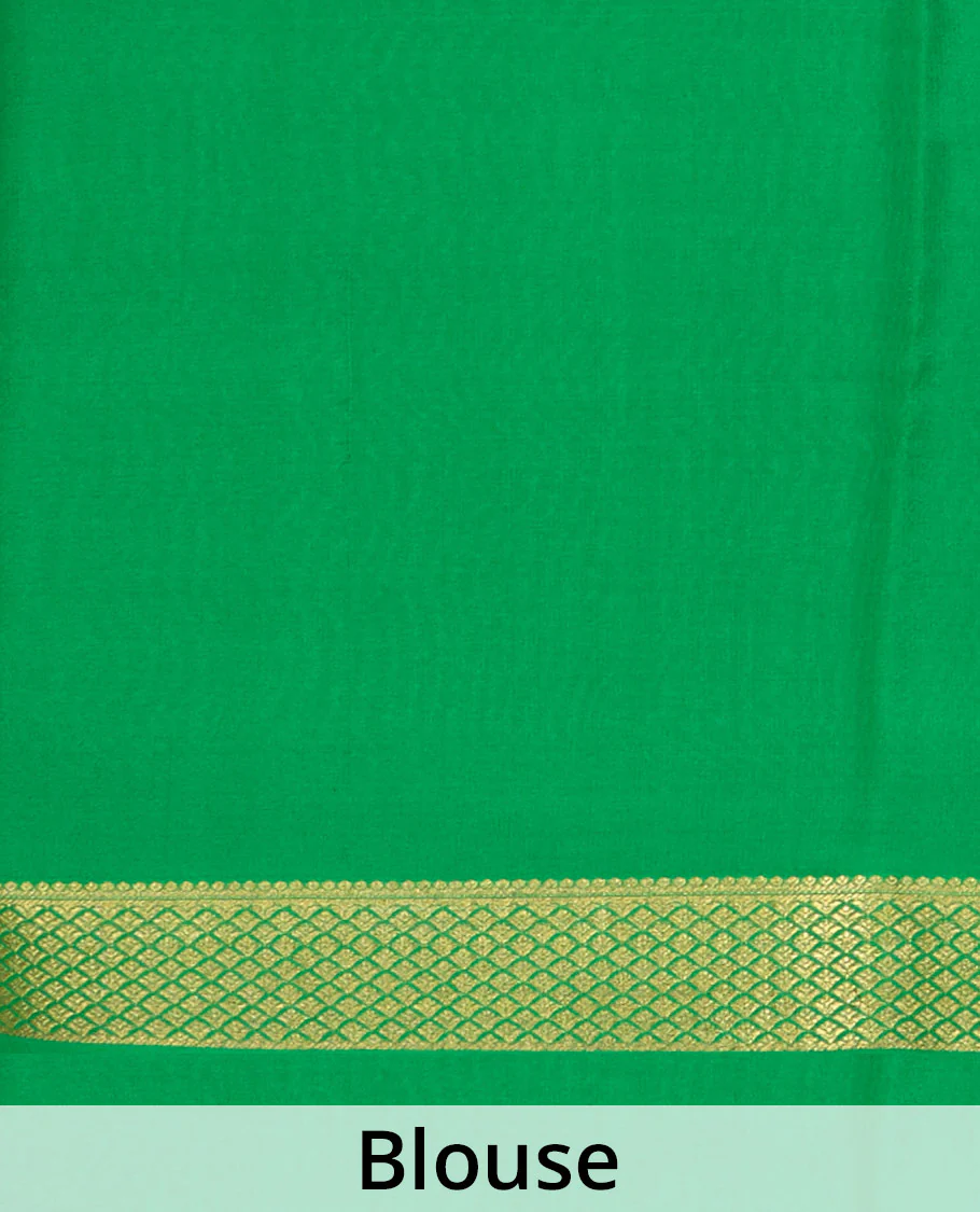 Maroon zari checked Mysore silk saree, contrast peacock eye border, and pallu of zari stripes - Image 5