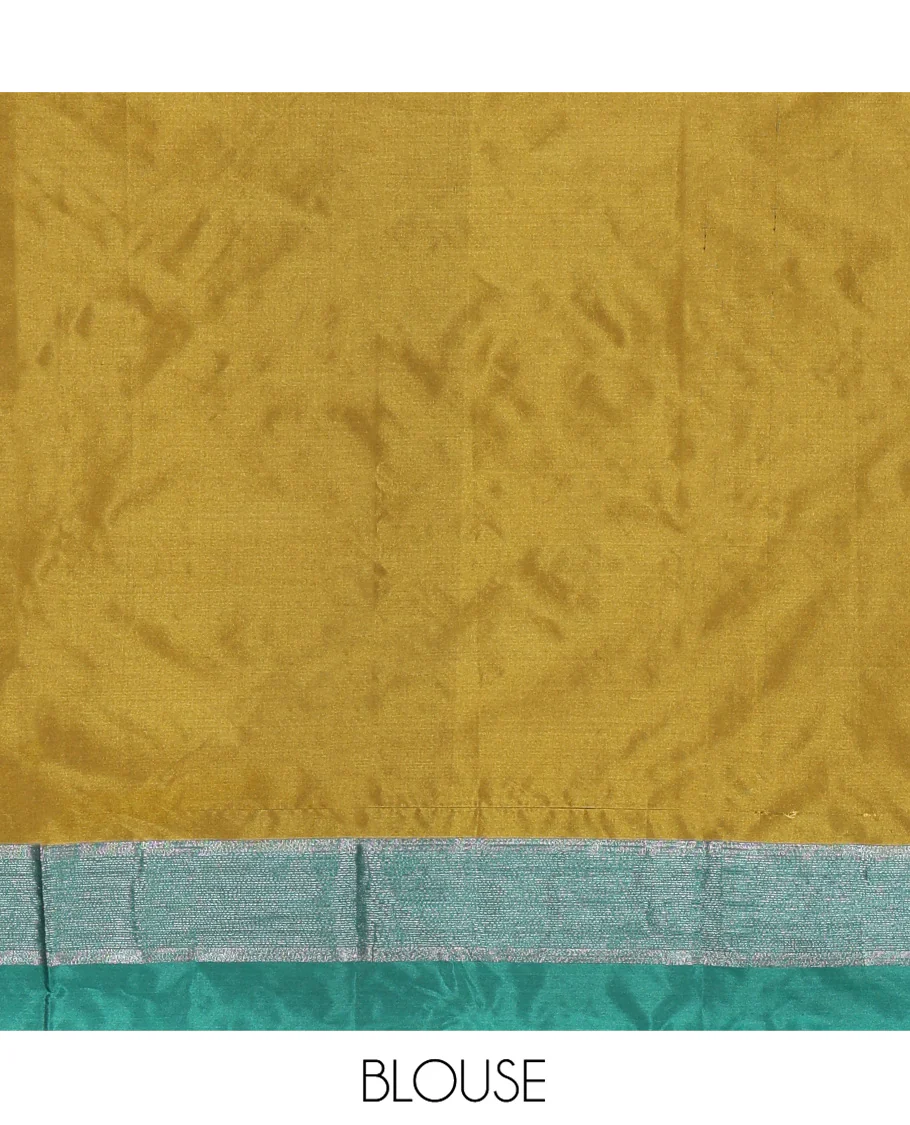 Mehenti Plain Semi-Soft Silk Saree, Complemented by a Contrast Silver Zari Striped Border, Sparsely Striped Pallu, and Paired with a Matching Blouse - Image 3