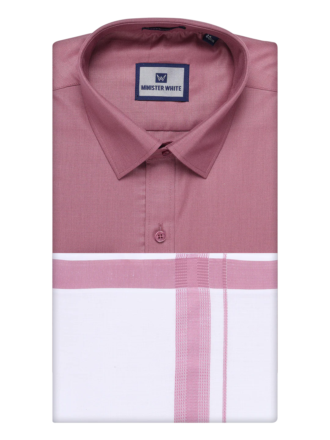 Mens Cotton Dark Pink Matching Shirt and Dhoti Combo Luster - Image 5