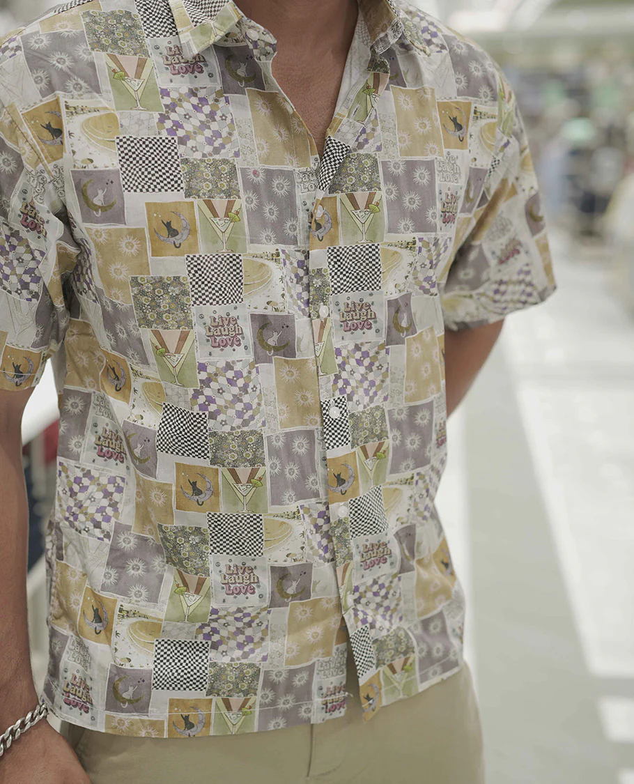 Multi-Color Cotton-Blended Casual Shirt, Creatively Printed with Unique Motifs, Comes with a Spread Collar, Half-Sleeves, Slim Fit, and Regular Length - Image 5