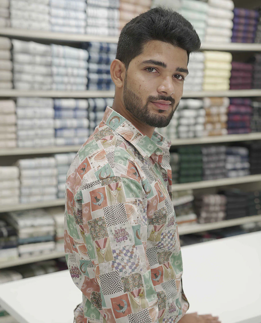 Multi Color Cotton-Blended Casual Shirt, Highlighted with Unique Motifs Print, Comes with a Spread Collar, Full-Sleeves, Slim Fit, and Regular Length - Image 3