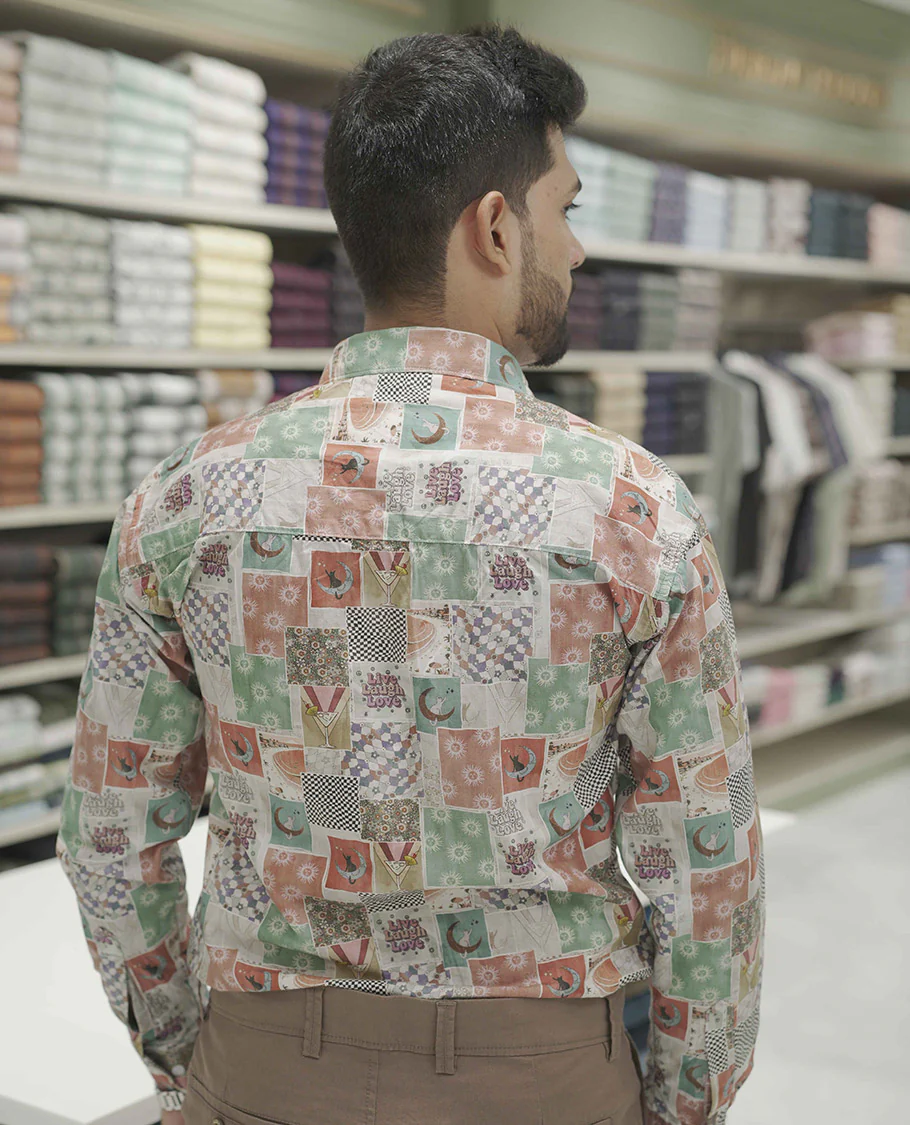Multi Color Cotton-Blended Casual Shirt, Highlighted with Unique Motifs Print, Comes with a Spread Collar, Full-Sleeves, Slim Fit, and Regular Length - Image 4