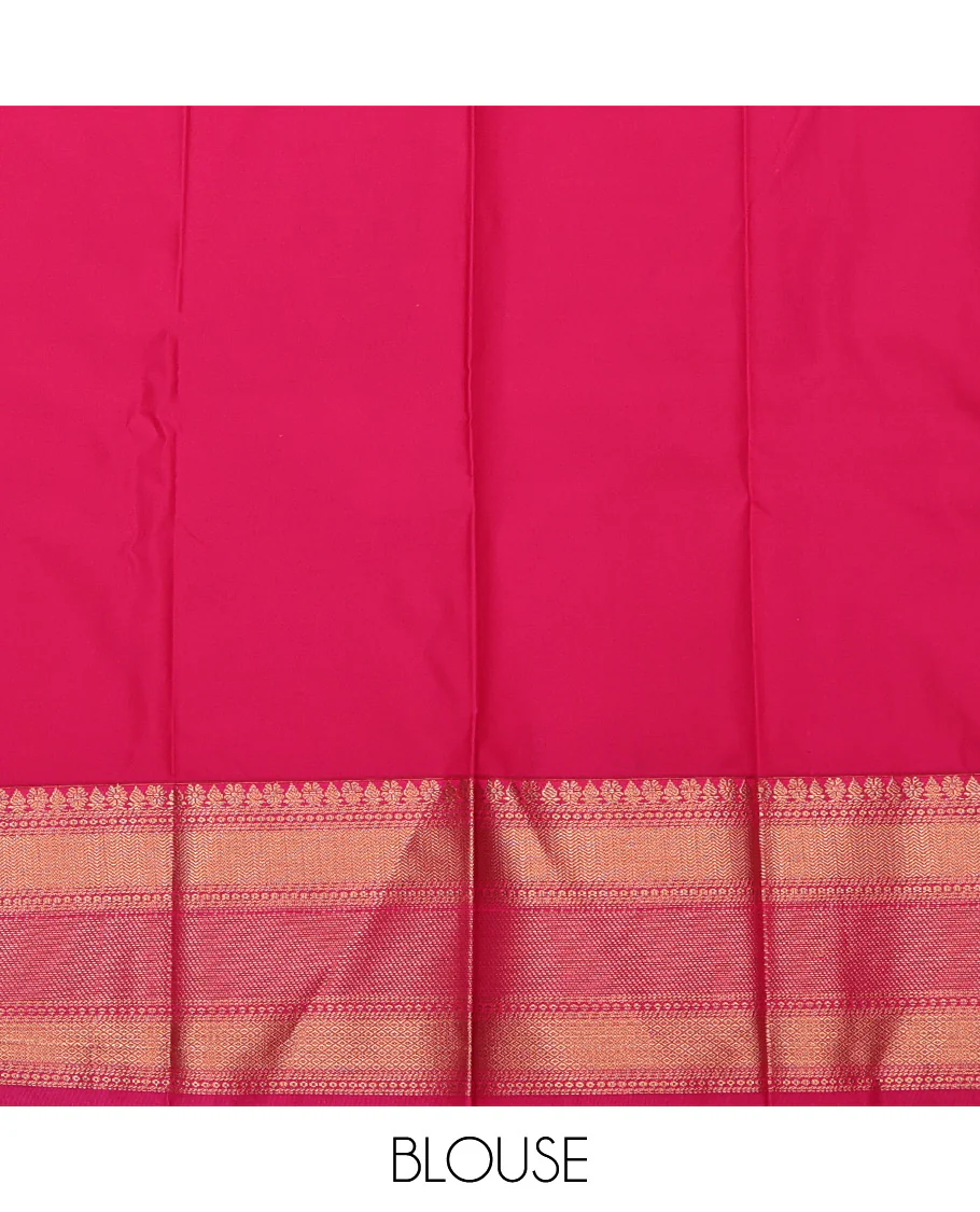 Mustard Budget Silk Saree, Accentuated with Paisley Buttas and Stripes All Over Its Body, Complemented by a Contrast Traditional Zari Border, Grand Pallu, and Paired with a Contrast Blouse - Image 4