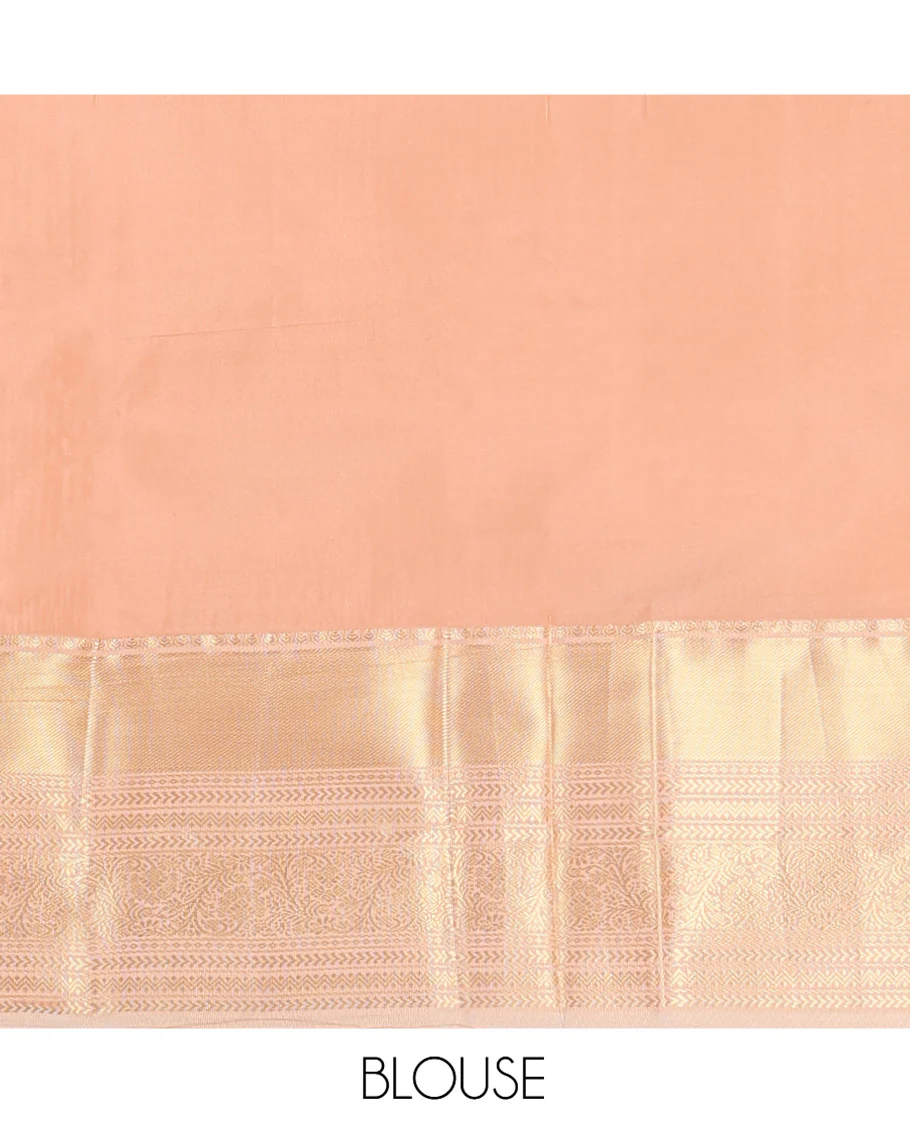 Mustard Budget Silk Saree, Sparsely Woven with Zari Buttas on Its Body, Complemented by a Contrast Traditional Zari Design Border, Intricately Designed Pallu, and Paired with a Contrast Blouse - Image 4