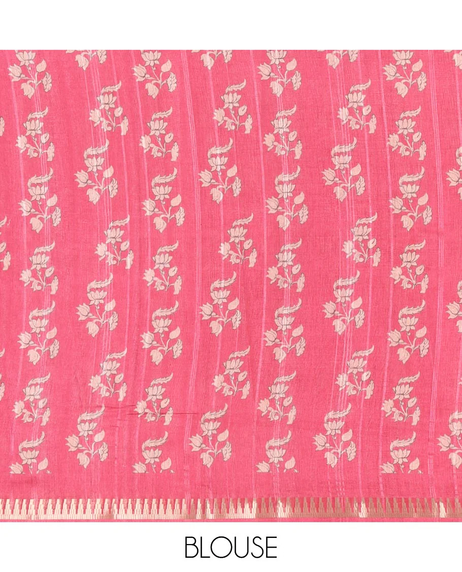 Mustard Semi-Tussar Silk Saree, Elegantly Detailed with Kalamkari-Style Human Motifs Printed on Its Body, Complemented by a Contrast Temple Zari Border, Creatively Kalamkari Printed Pallu, and Paired with a Contrast Blouse - Image 6