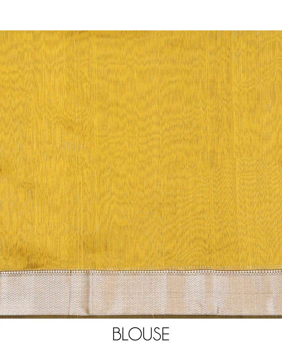 Mustrad Maheshwari Cotton Saree, Bedecked with Meena Buttas All Over Its Body, Highlighted by a Traditional Zari Woven Border, Pallu Steeped with Gleaming Zari Stripes and Buttas, and Paired with a Matching Blouse - Image 5