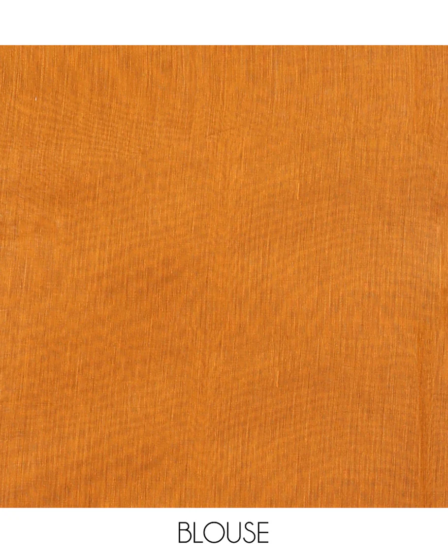 Mustrad Semi-Silk Cotton Saree, Finely Crafted with Buttas All Over Its Body, Highlighted by a Zari Border of Geometric Designs, Pallu of Geometric Designs, and Paired with a Matching Blouse - Image 4