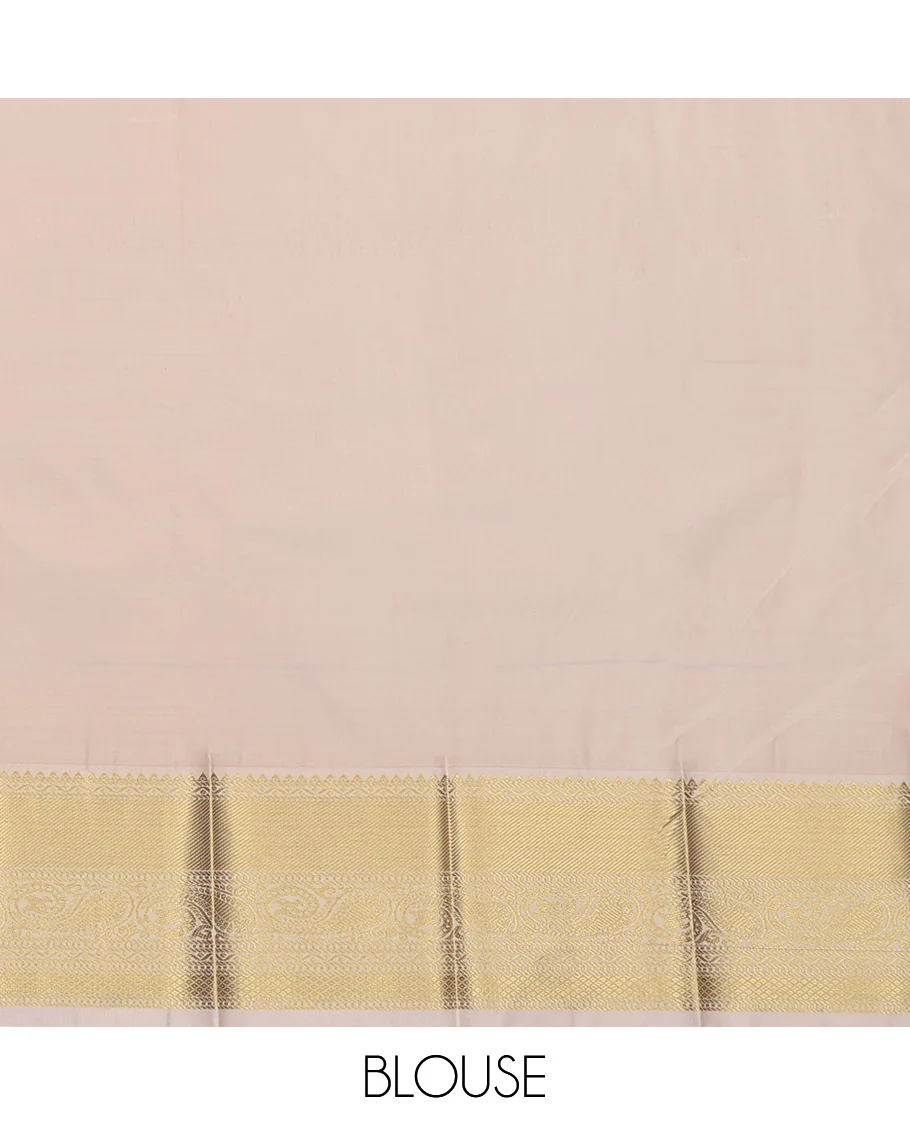 Navy Blue Budget Silk Saree, Accentuated with Zari Buttas and Checks, Complemented by a Contrast Traditional Zari Design Border, Intricately Designed Pallu, and a Contrast Blouse - Image 4