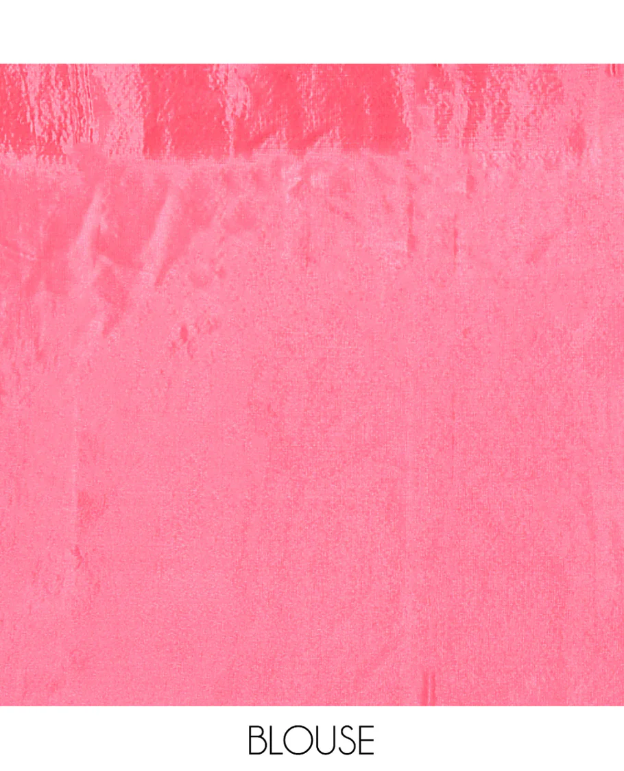 Onion Pink HO-Silk Saree, Elevated with Zari Buttas All Over Its Body, Highlighted by a Self-Border of Floral Designs, Pallu Features Floral Designs, and Paired with a Buttas-woven Blouse - Image 8