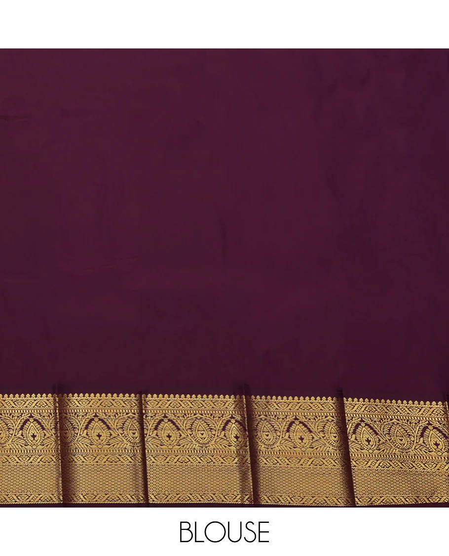 Orange Budget Silk Saree, Detailed with Zari Buttas on Its Body, Complemented by a Contrast Traditional Zari Design Border, Pallu of Jaal Designs, and Paired with a Contrast Blouse - Image 4