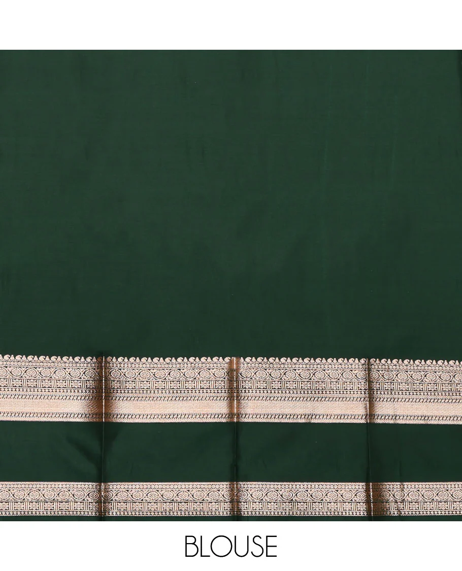 Orange Budget Silk Saree, Elevated with Zari Buttas, Complemented by a Contrast Traditional Zari Rettai Pettu Border, Grand Jaal Pallu, and a Contrast Blouse - Image 4