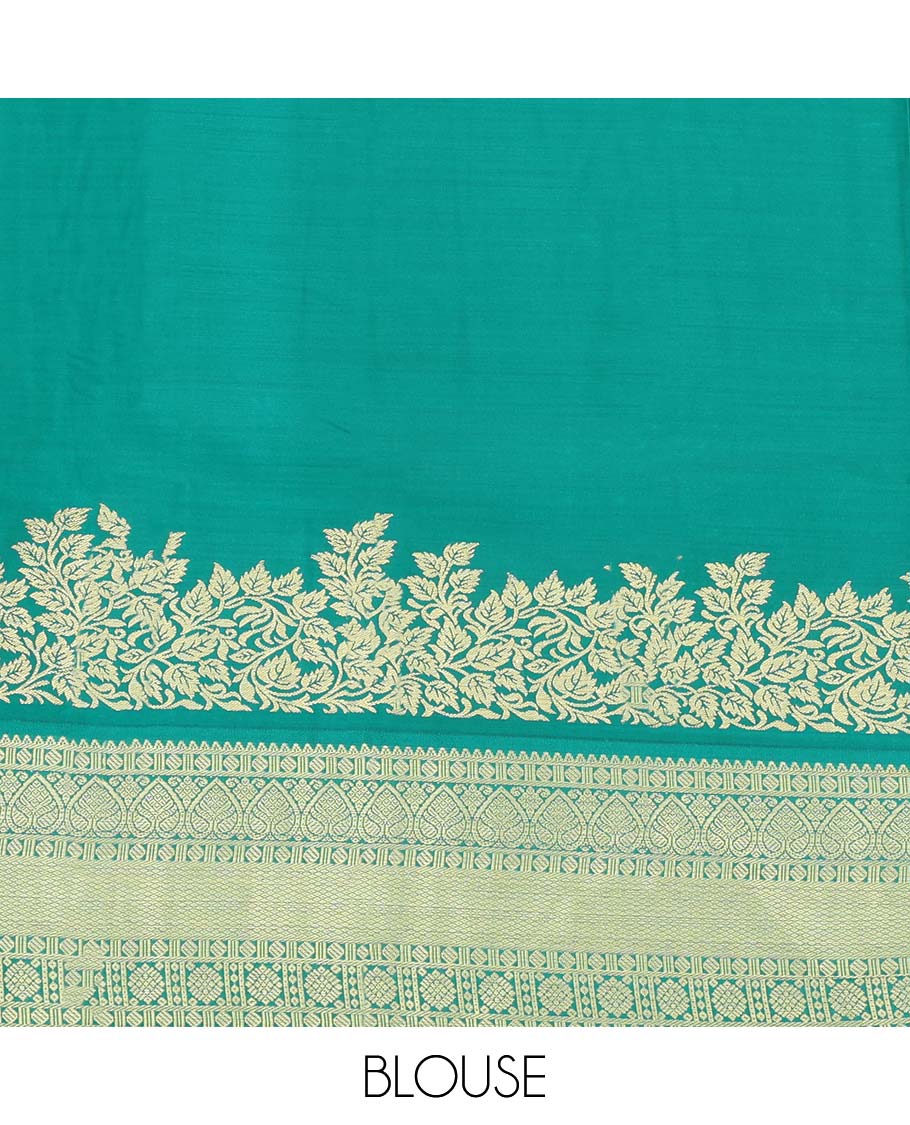 Orange Budget Silk Saree, Enriched with Zari Buttas All Over Its Body, Complemented by a Contrast Traditional Zari Design Border, Intricately Designed Pallu, and Paired with a Contrast Blouse - Image 4