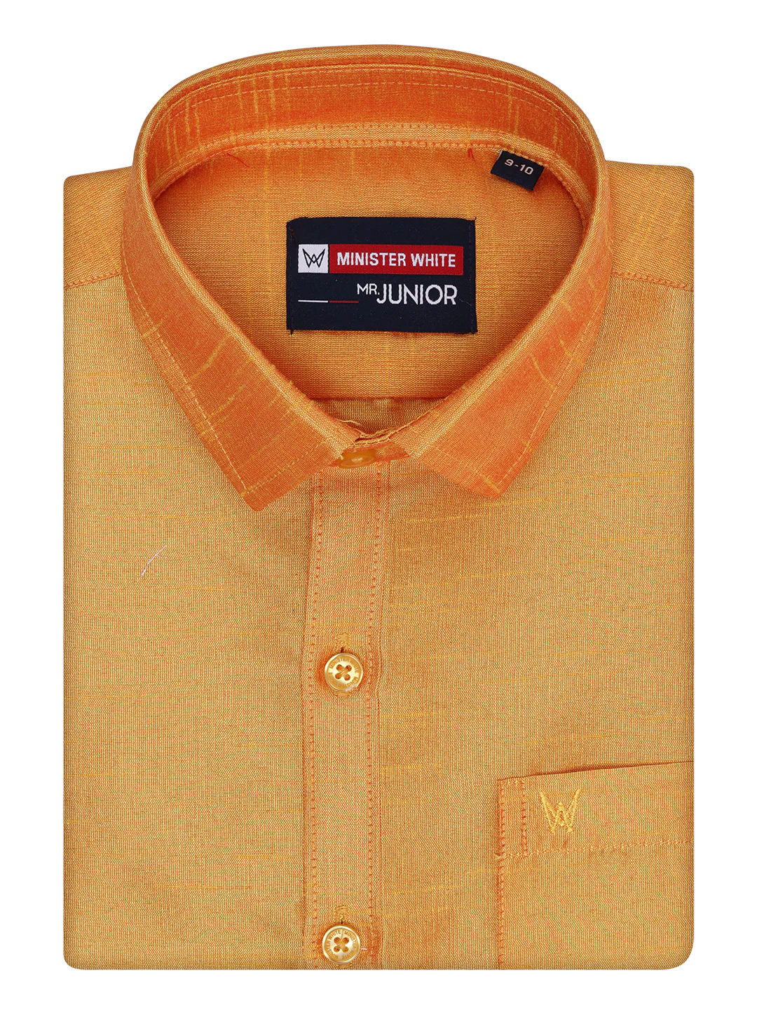 Boys Golden Yellow Color Half Sleeves Shirt with Gold Jari Flexi Dhoti Adorable Boy - Image 7