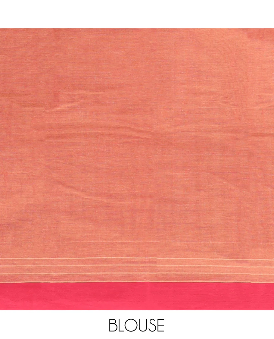 Orange Kanchi Cotton Saree Steeped with Thread Buttas on Its Body, Complemented by a Contrast Border, Paisley-Motif Pallu, and a Matching Blouse - Image 4